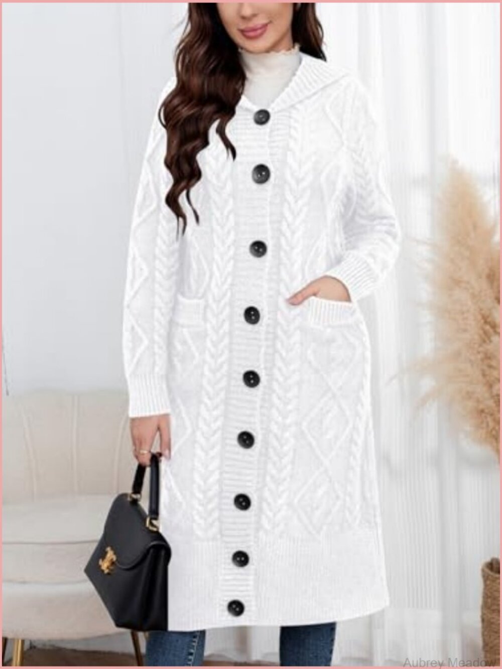 Long Sleeve Hooded Cardigan Chunky Cable Knit Plus Size Over Knee Duster Coat - Picture 2 of 3